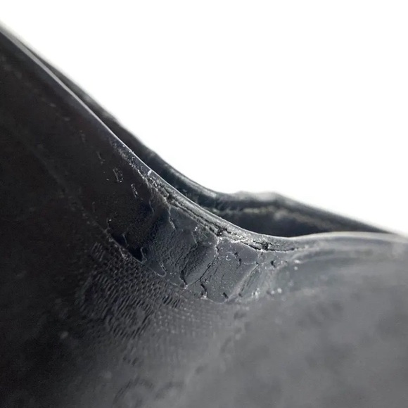 GUCCI 1990s GG MONOGRAM PVC LEATHER WALLET GOLD PLATE BIFOLD BLACK - Picture 8 of 9